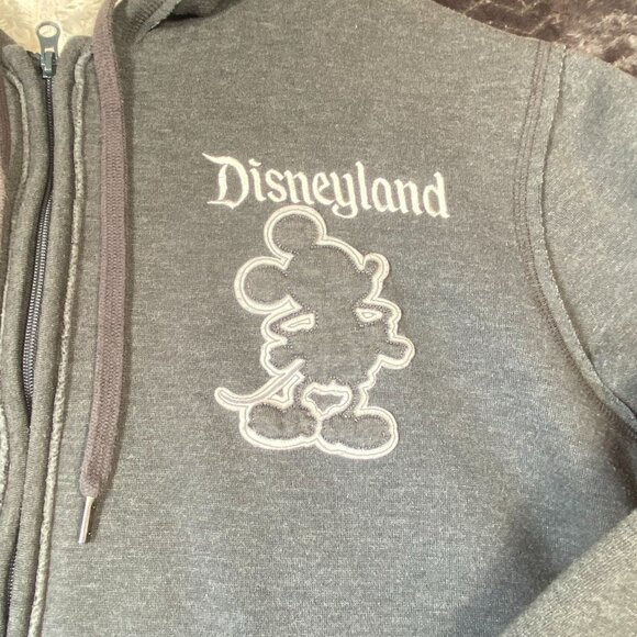 Disneyland Gray Hoodie Jacket W/ White Sherpa Lining Full Zip Womens size XXL - Picture 2 of 11